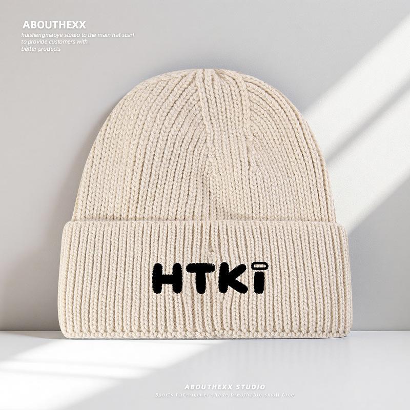 Autumn and Winter Warm Woolen Hat for Women with Letter Embroidery Outdoor Casual Ear Protection Woolen Hat Korean Version Versatile Knitted Cold Hat