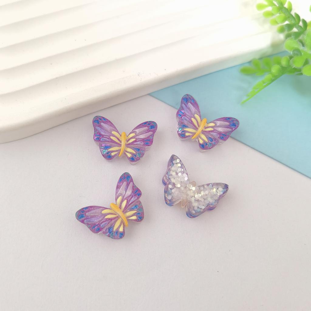 100PC Resin Accessories Transparent Butterfly Seories Patch Deco Parts DIY Children Jewel Keychain Scrapbooking