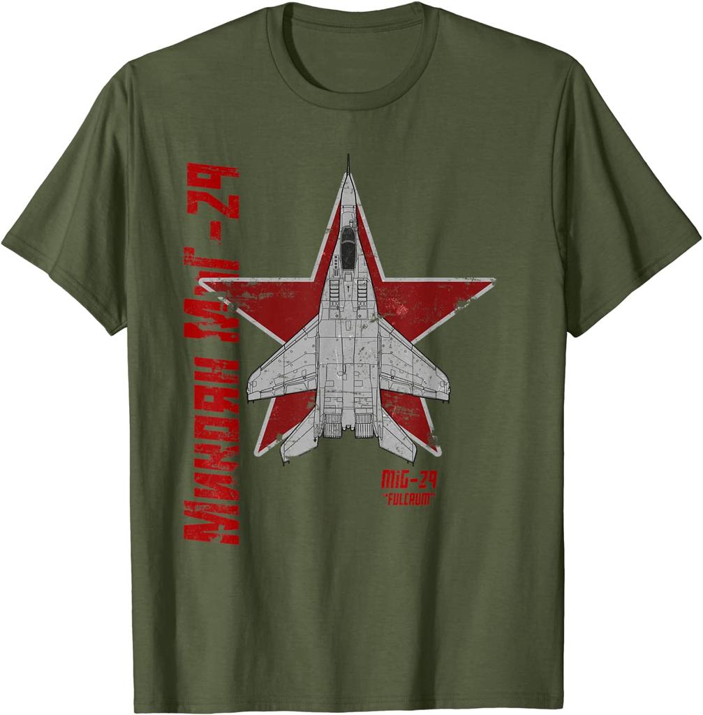 Vintage Cyrillic Soviet Cold War Mig 29 Fulcrum Jet Fighter TShirt Summer Cotton ONeck Short Sleeve Mens T Shirt New S3XL