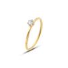 Korean Ins Style Small Diamond Pinky Ring, 18k Gold-Plated Titanium Steel A160