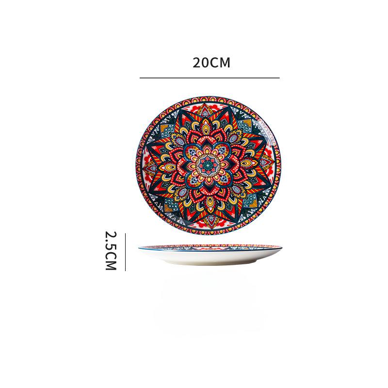 20cm Keramikteller High-End Gefühl Haushalts-Essteller Großer Teller Westlicher Teller Steakteller Flacher Teller Flacher Teller Geschenk