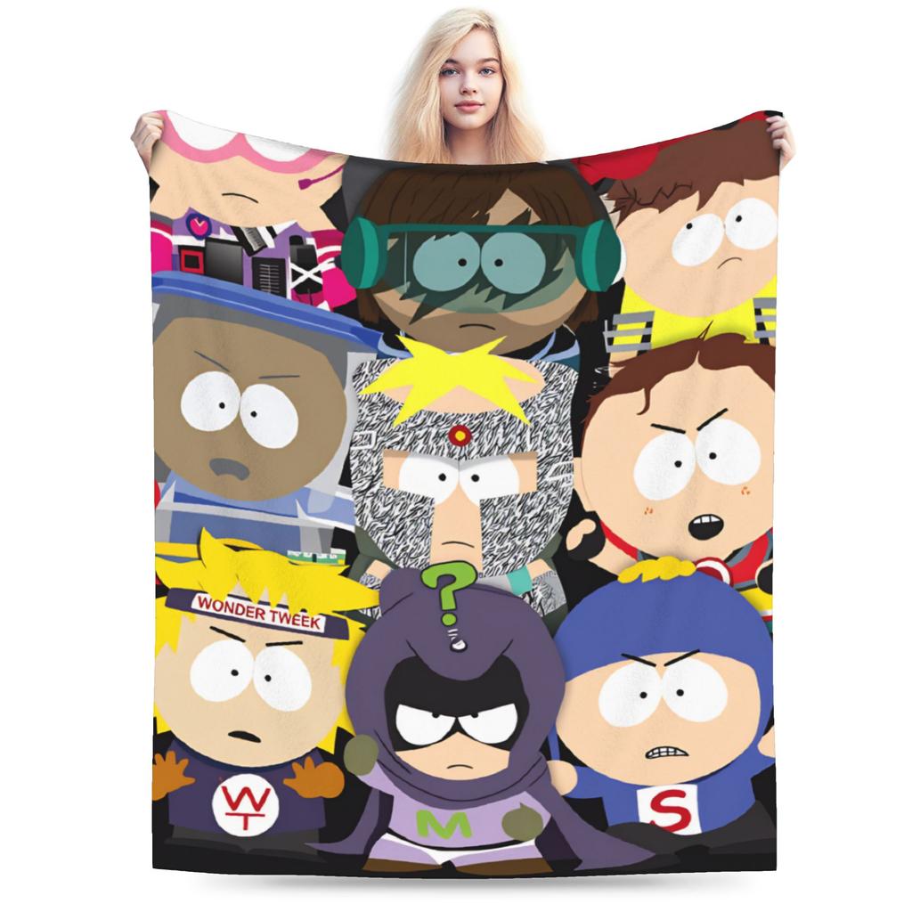 Soft Warm Blanket Southes Cartoon Parks Boy Girl Plush Throw Blanket Street Trend Couch Bed Flannel Bedspread Sofa Bed Cover
