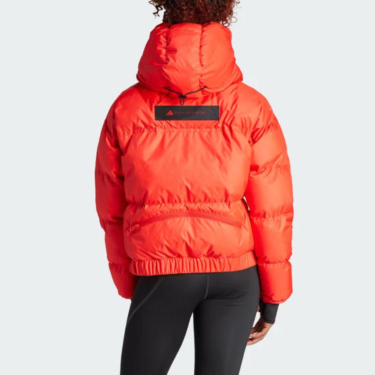 Adidas X Stella McCartney Truenature Kurze Gepolsterte Winterjacke mit Kapuze und Logo-Patch Damenjacke Rot IL9614