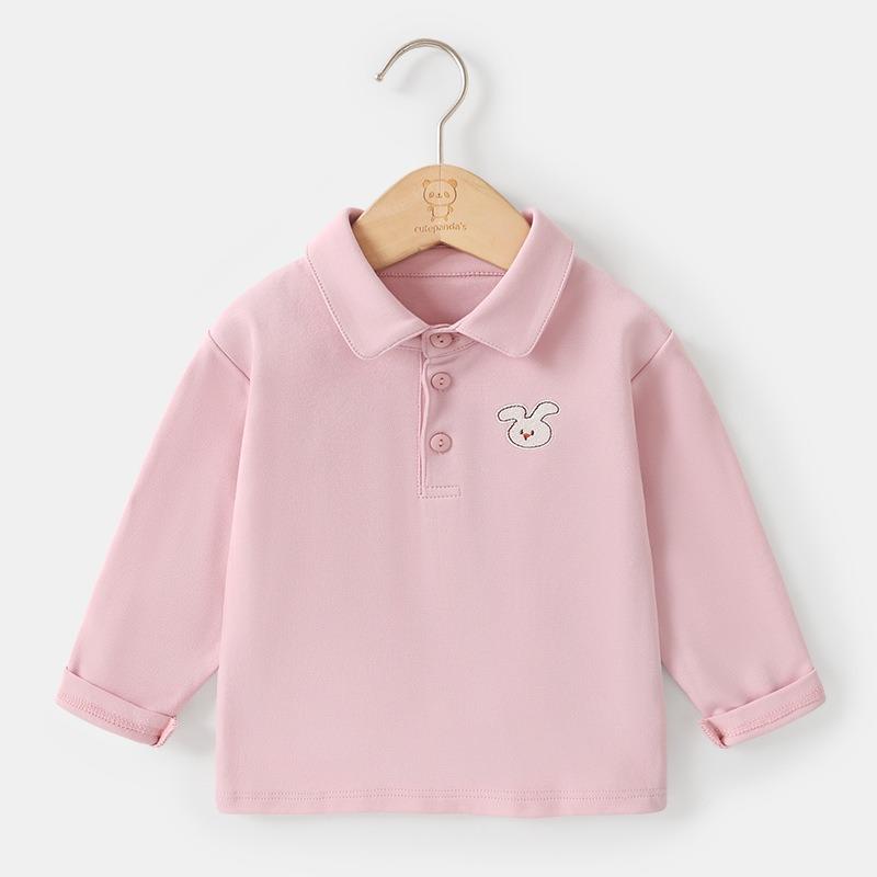 

Весна и осень, новая детская хлопковая рубашка поло с длинным рукавом 120cm розовый