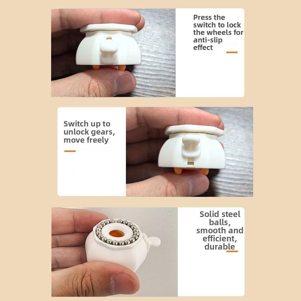 4 יחידות גלגלים אוניברסליים עמידים בפני שחיקה, גלגלי גלגלת דביקים עצמית, גלגלי גלגלת מסתובבים נושאי עומס, גלגלת שקטה עם בלם, גלגל מסתובב