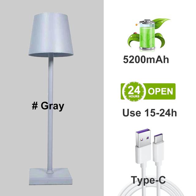 Lampada Da Tavolo Ricaricabile Usb Senza Fili Da 5200mAh Lampada Da Tavolo Con Interruttore Tattile Impermeabile Poldina Per Cam