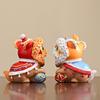 Resin Lion Dance Sculptures and Figurines Chinese Characteristic Mascot Luxury Home Room Office Table Decoration and Accessories