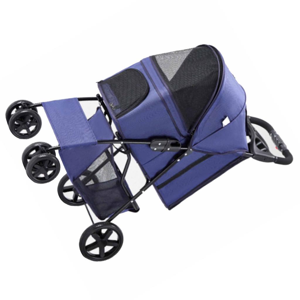 Haustier-Kinderwagen, leicht, faltbar, belüftet, Oxford, tragbar, für kleine Hunde, Kinderwagen für Hunde und Katzen, dunkel