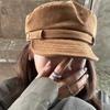 Suede pleated flat-top equestrian hat, new vintage vintage newsboy hat, casual versatile face-enhancing baseball cap