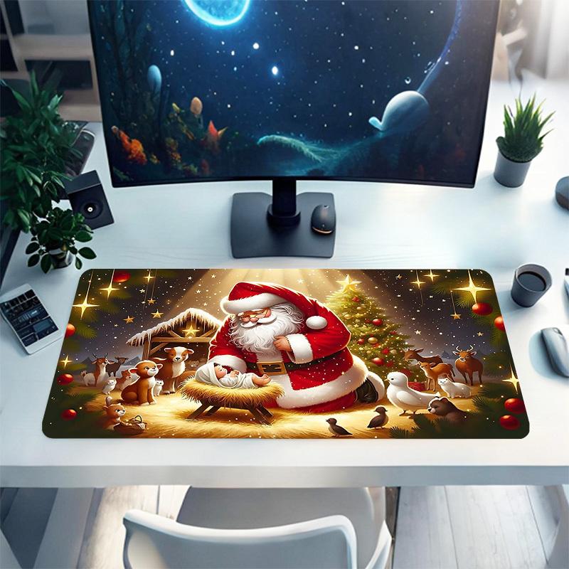 1PC Christmas, Santa Claus Oversized Mouse Pad - Non-Slip Rubber Base Perfect for Office School Esports Home Decor Desk Mat 280A