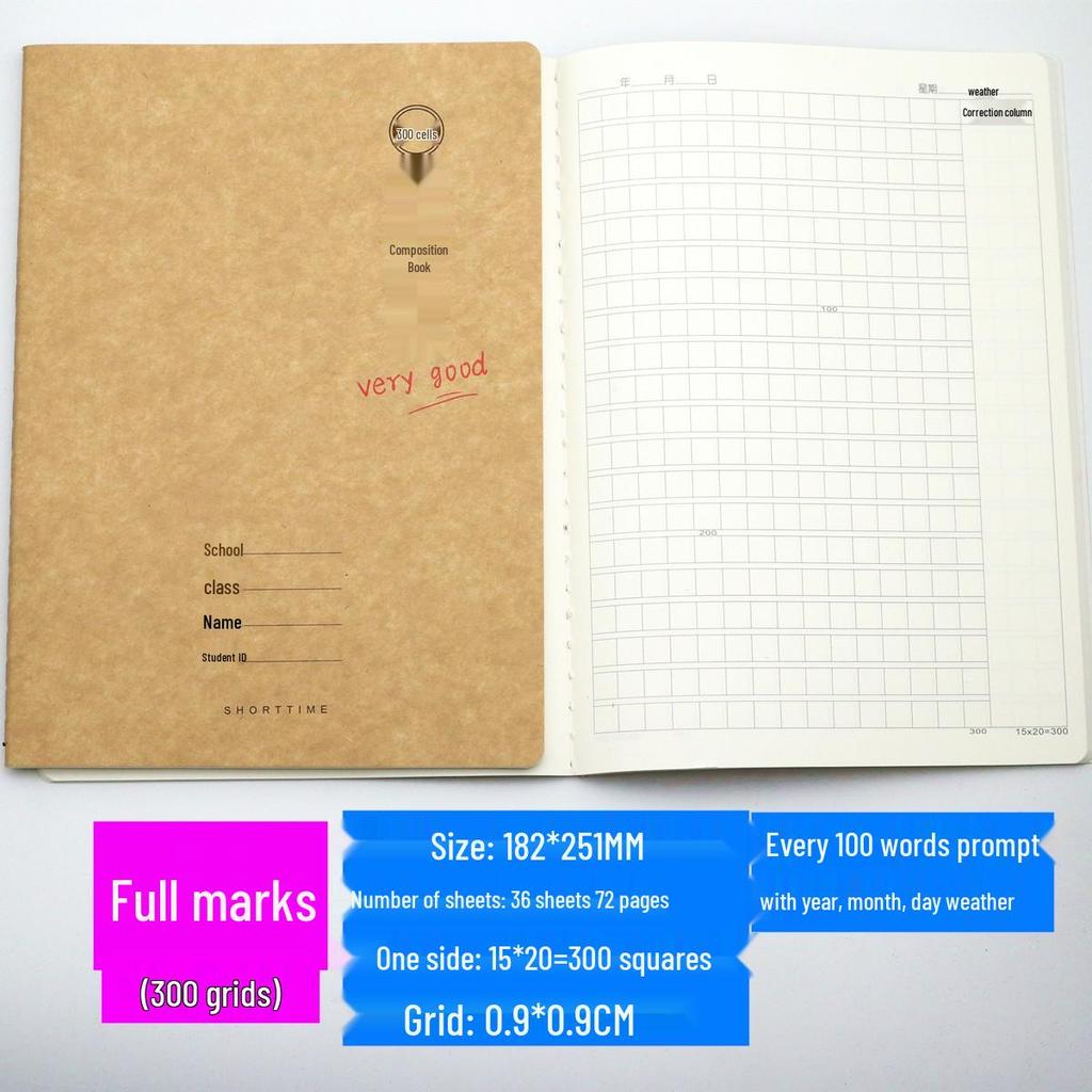 16K Large 400-Grid Prompt Composition Book: 100-Word Prompts, 300-Word Grids, B5 Diary for Students