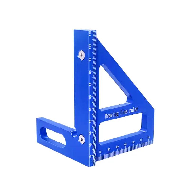 Woodworking Square Protractor Miter Triangular Ruler with Dowel Pins High Precision Layout Measuring Tool for Engineer Carpenter