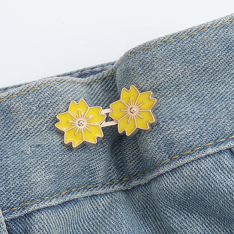 Colorful Sakura Adjustable Tightener Waist Buckle For Jeans Flower Shaped Button Adjuster For Pants And Skirts Waist