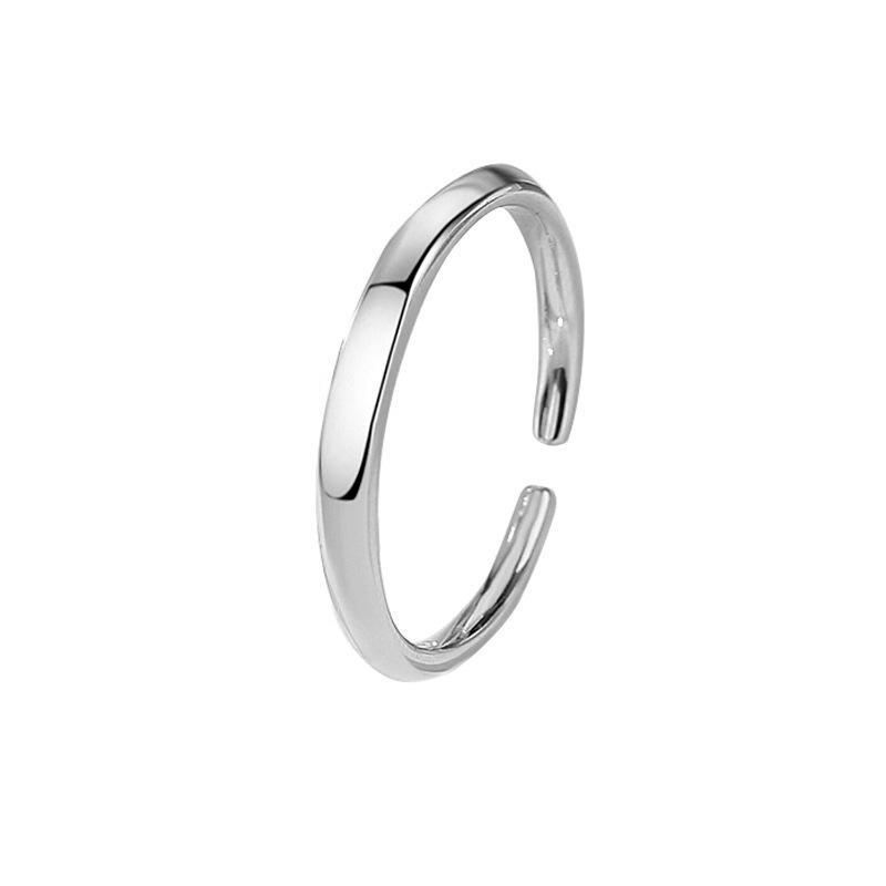 Sterling Silver Couple's Ring Korean Style S925 Sexy Design Simple Bracelet Open Couple Ring Men and Women Simple Ring Lettering