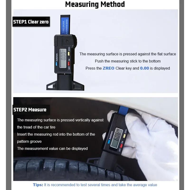 Electronic Digital Tire Tread Depth Gauge 0-25mm Tread Thickness Vernier CaliperThread GaugeElectronic Measuring Test Instrument
