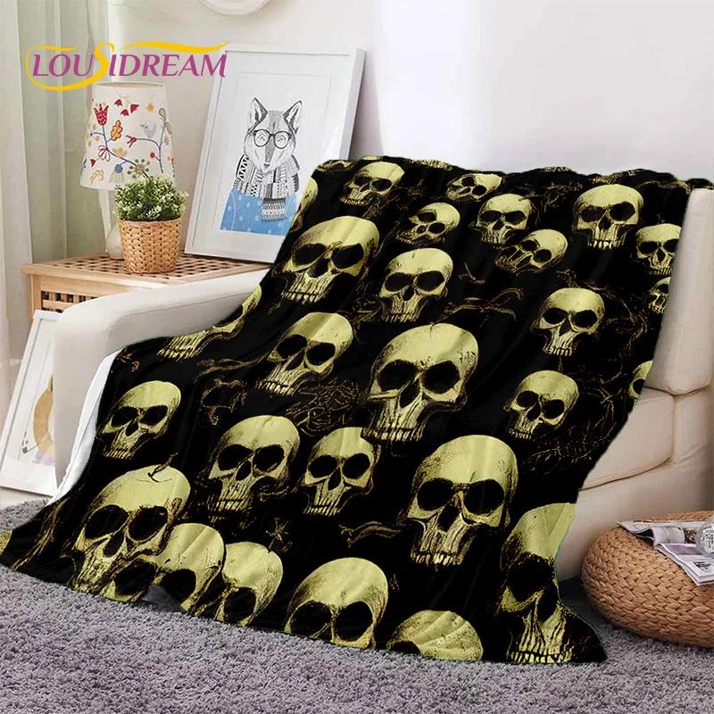 3D Horror Gothic Skull Skeleton Soft Flannel Blankets,Throw Blanket Comfortable Blanket for Picnic Beds Sofa Home Bedroom Gifts