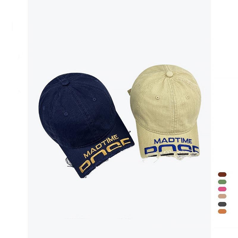 Tide Brand Old Personality Broken Brim Washed Niche Baseball Cap Women Soft Top Letter Embroidery Edging Cap Men