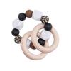 Baby Toys 1Pc Wooden Rattle Ring Teething Nursing Bracelets Bpa Free Silicone Bead Music Rattle Hanger Newborn Educational Toys