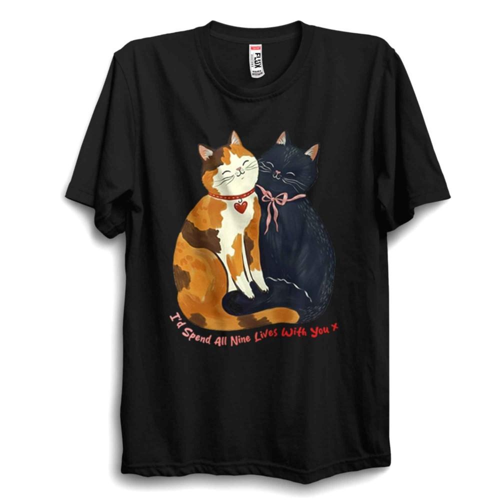 9 Lives Cat T Shirt Funny Valentine Love Tee Unisex Cute Cat Gift