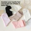 5 Pairs Socks Women's Mid-calf Socks Spring and Autumn Tide Solid Colour Cotton Socks Pink Stacked Socks Wholesale White Loose Monthly Socks