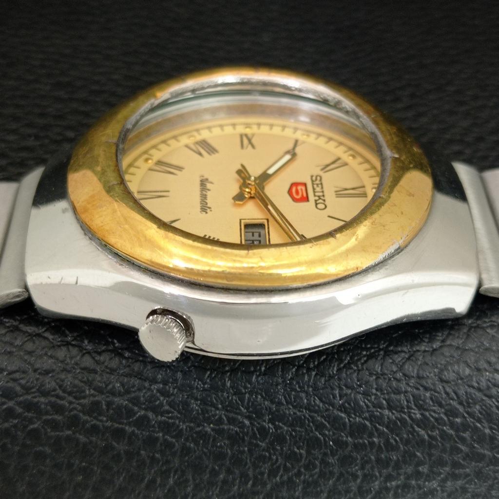 RARE VINTAGE SEIKO 5 AUTOMATIC 7009A JAPAN MENS GOLDEN DIAL WATCH A709534-1