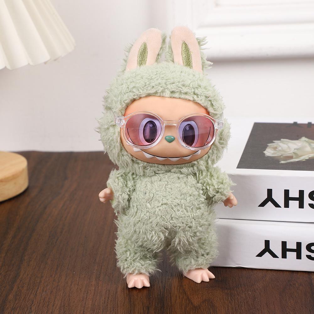 

17СМ Подвеска Лабубу и очки: Замена куклы-сюрприза Макарон 1-го и 2-го поколения Purple and Pink Glasses