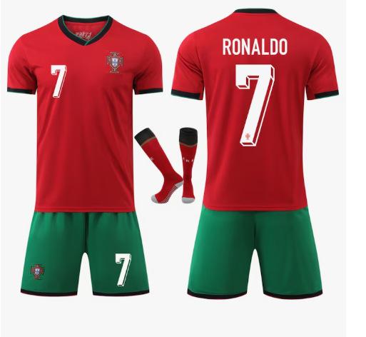 2425 European Cup Portugal Home Football Jersey Set No. 7 Jersey No. 8 Jersey Children'S Suit