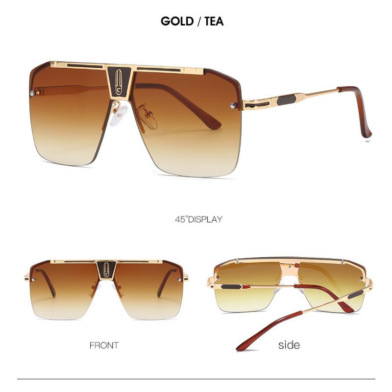 Vintage Brand Design Oversized Rimless SunUV Protection Glasses Men and Women Classic Style Gradient Square Sun UV Protection Glasses Trendy for Fe