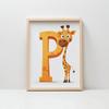 Plakat Wesoła Żyrafa Z Literą P Plakat Wesoła Żyrafa Z Literą P, 50X70 Cm, Bez Ramy, Płótno Premium Na Blejtramie