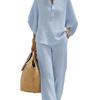 2026 European and American Cross-border Women's Clothing Casual Loose Breathable Solid Color Button-up Shirt Top Wide-leg Pants Set Summer