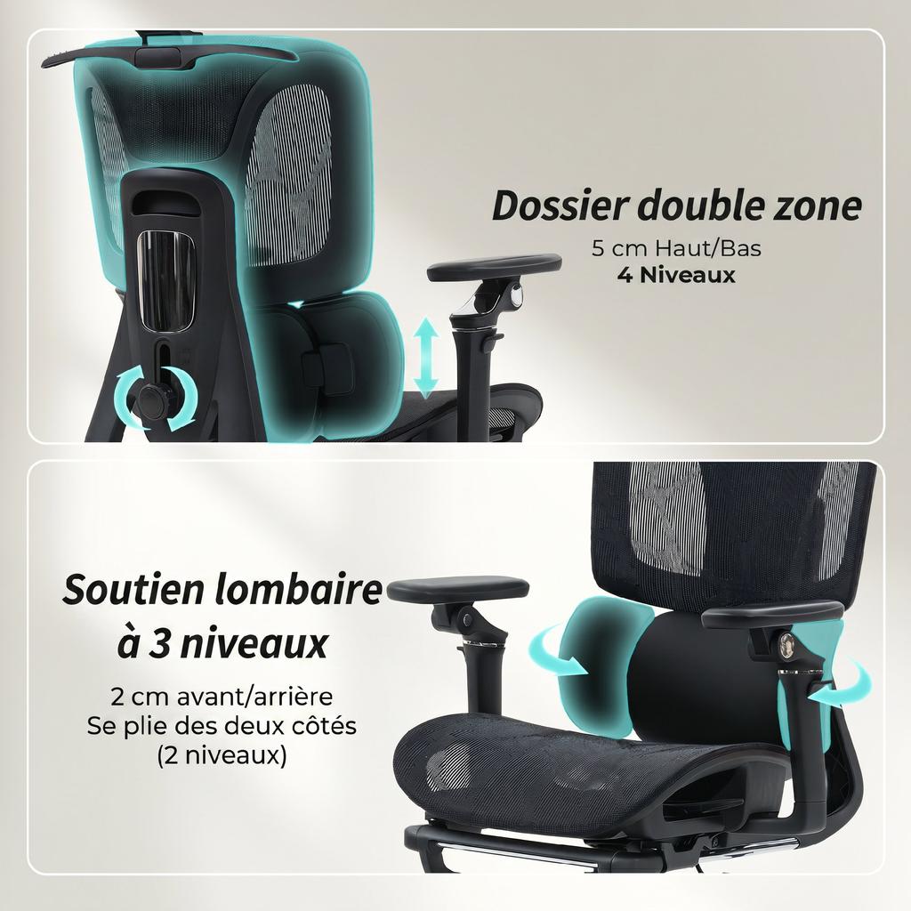 Office Chair, Ergonomic, 6D Armrests, Adjustable Headrest and Seat Depth, 67 X 71 X 133 Cm, Black