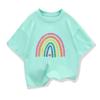 Baby Girl Summer White Clothes Kid Girls Casual Rainbow Printed T-shirts Children Fashion Crew Neck Short Sleeve Top