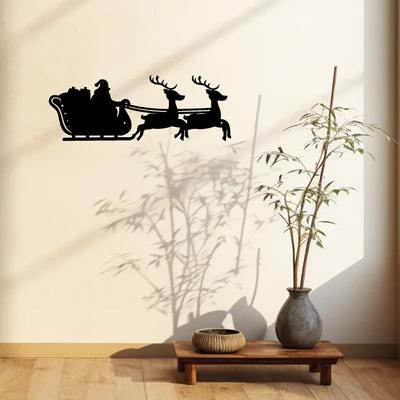 Arte de Pared Metálico Trineo de Navidad Elegante Arte de Hierro para Decoración de Interiores, Perfectas Decoraciones para el Hogar, la Oficina y para Colgar en la Pared para el Espíritu Navideño