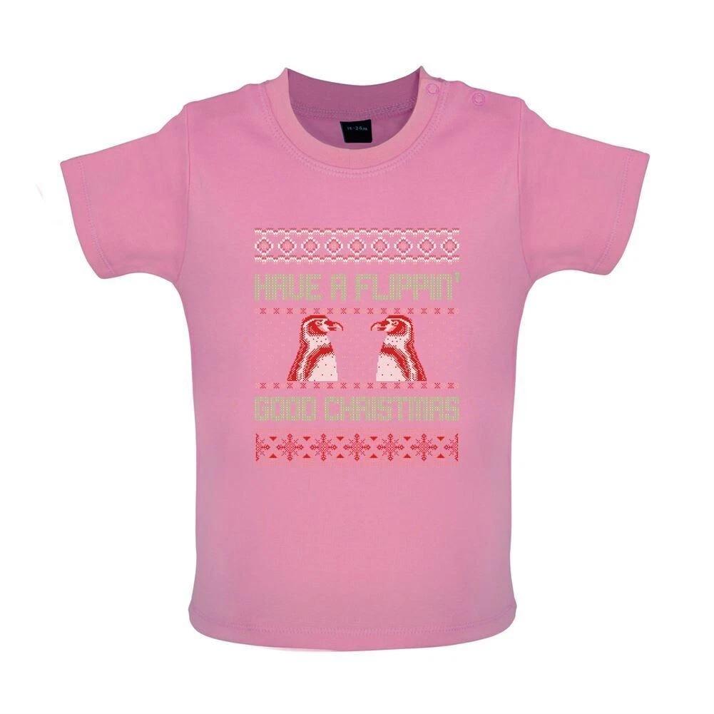 Have A Flippin  Good Christmas - Baby / Bodysuit - Christmas Funny Penguin 140