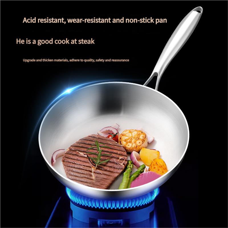 316 Stainless Steel Deep Fryer Non Stick Frying Pan Cooking Steak Kitchen Cookware Gas Stove Induction Cooker Universal Milk Pot