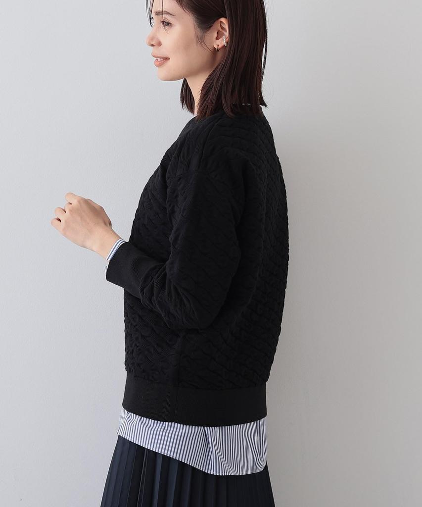 INDIVI Spring Knit Washable Cotton Puffed Jacquard White Size 38 Sweater, Blend, Knit, 12712152, Women's, (001), (M)