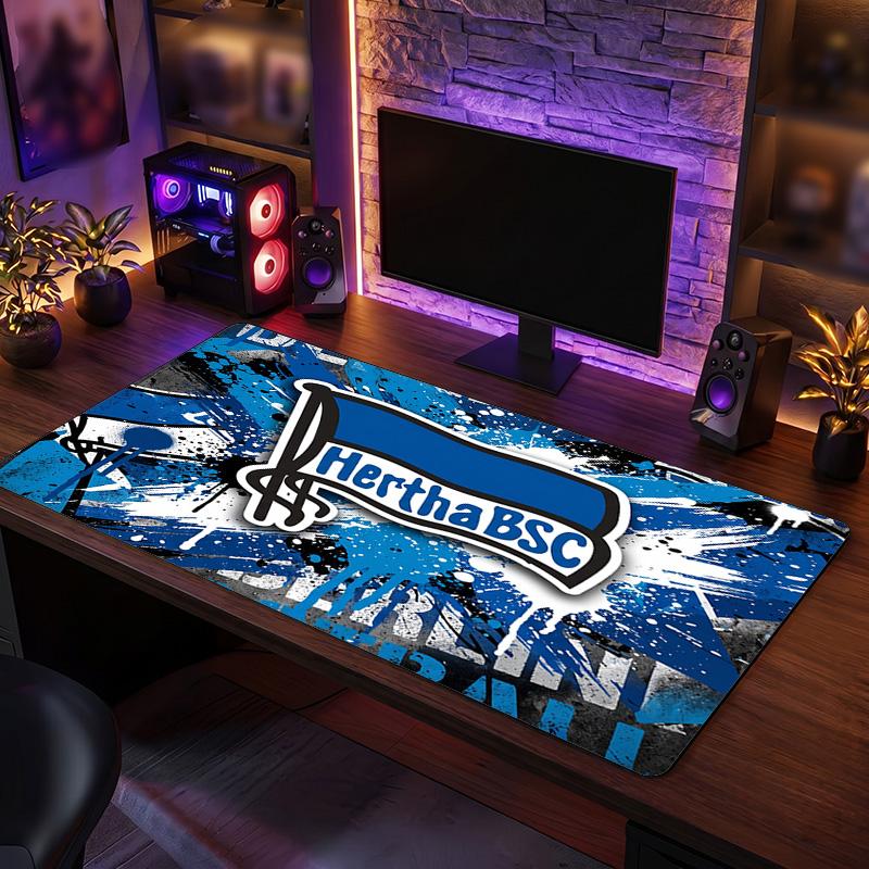 Tappetino per Mouse a Tema Hertha BSC FC, Tappetino XXL per Scrivania da Gioco con Logo Calcistico, Tappetino Antiscivolo per Mouse del Computer