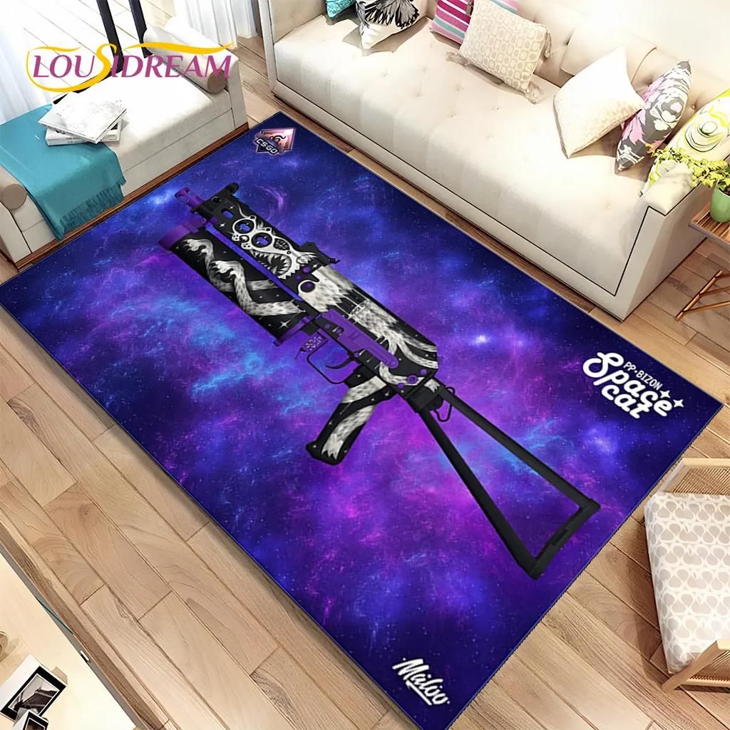 3D Assault Rifle Pistol Gun CS M4 AK USP Game Area Rug,Carpet for Home Living Room Bedroom Sofa Doormat Decor,Non-slip Floor Mat