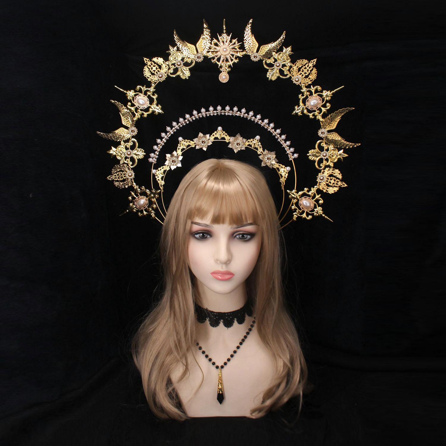 

Lolita Angel Halo Sun Crown Материал Пакет Преувеличенный Подиумный Головной Убор Фото Реквизит Аксессуары