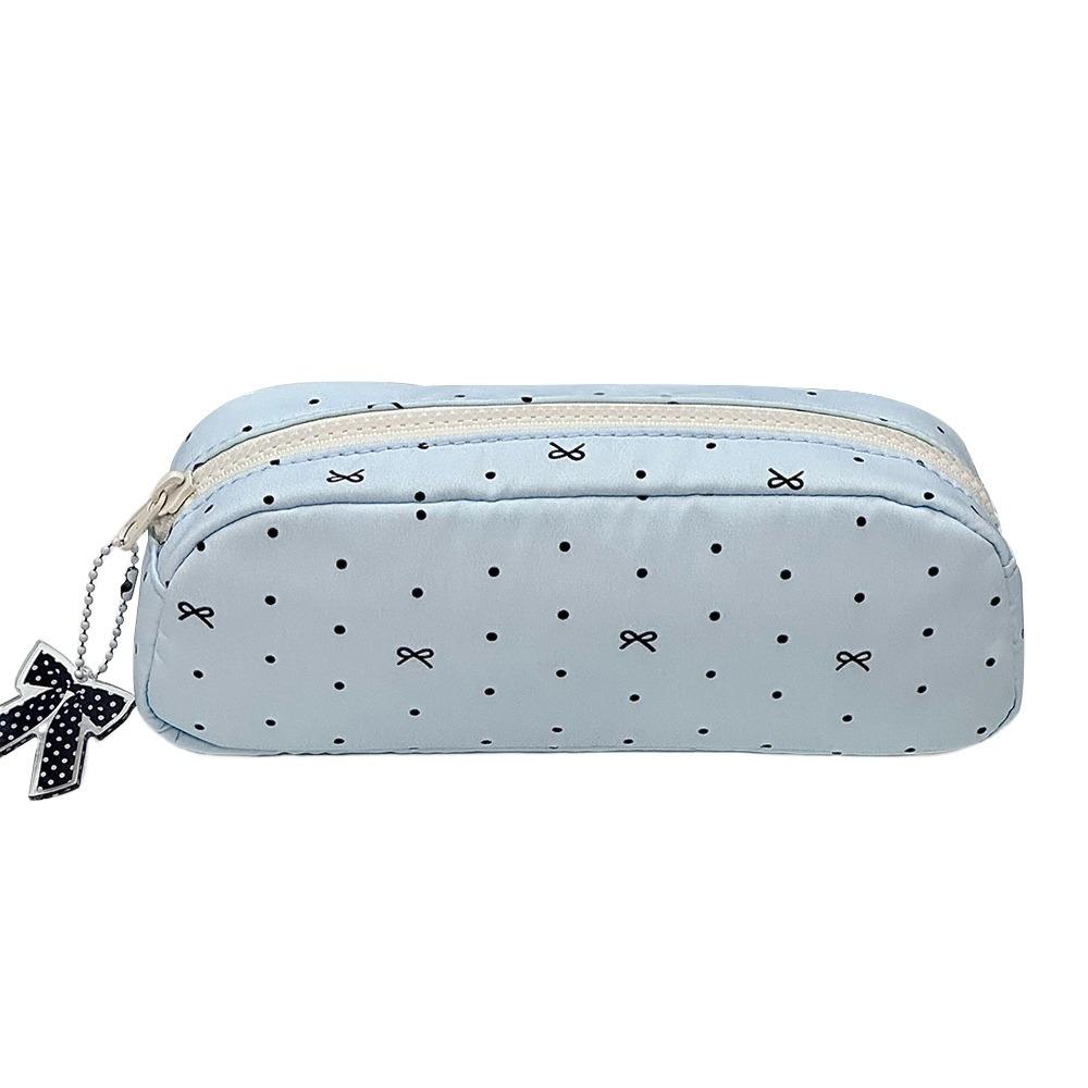 Velkokapacitní taška na pera s puntíky a mašlí, organizér na psací potřeby, INS penál pro studenty