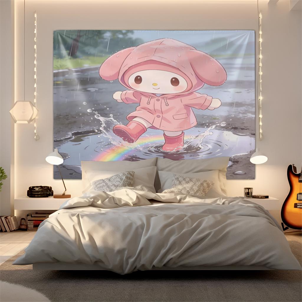 Sanrio Characters Tapestry Cute Cartoon Wall Hanging for Bedroom Living Room Dorm Home Decor Aesthetic Gift
