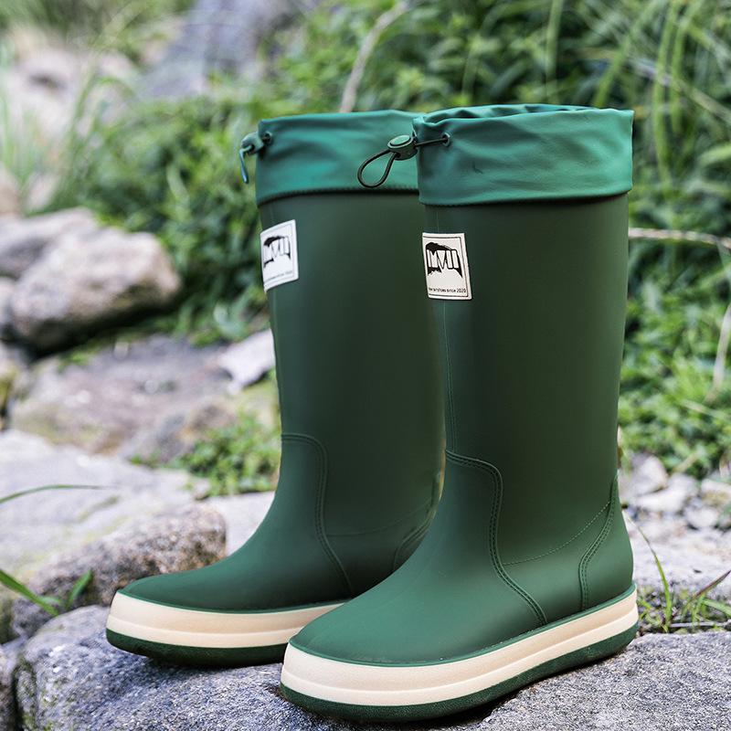 Rain shoes men and women wear fashionable and versatile outdoor waterproof and non-slip rain boots thickened velvet glue shoes