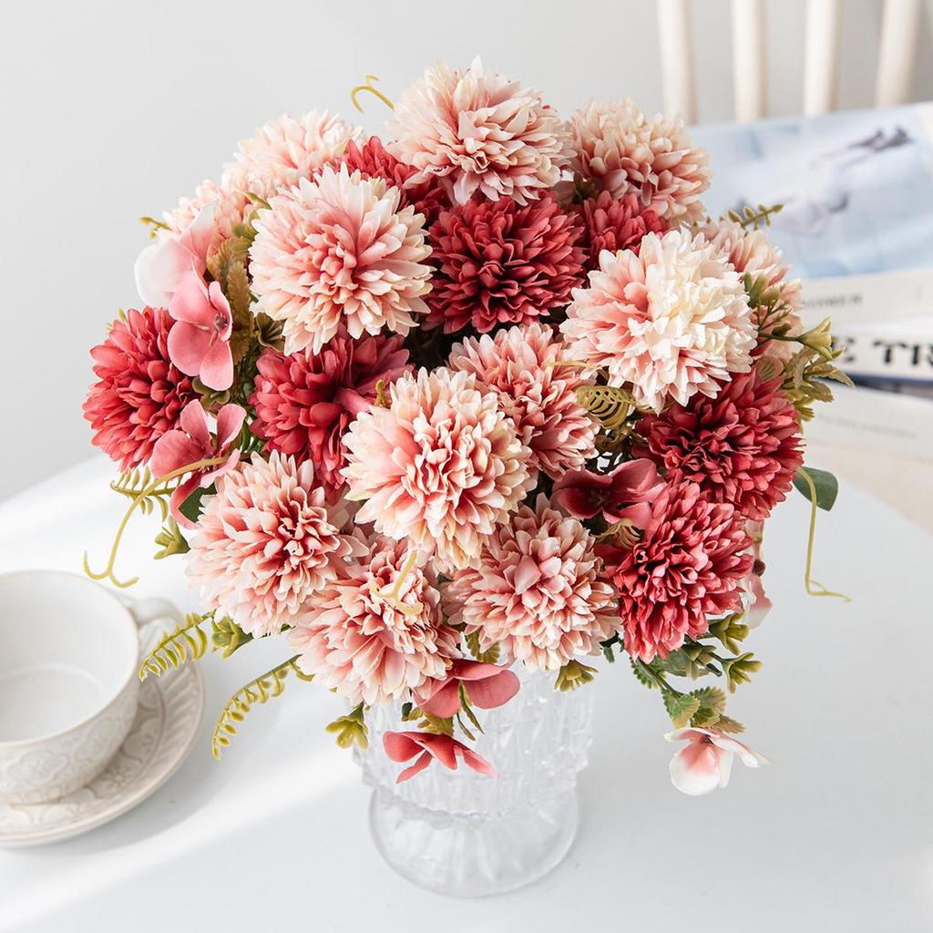 European Chrysanthemum Silk Flower Arrangement for Home Decor