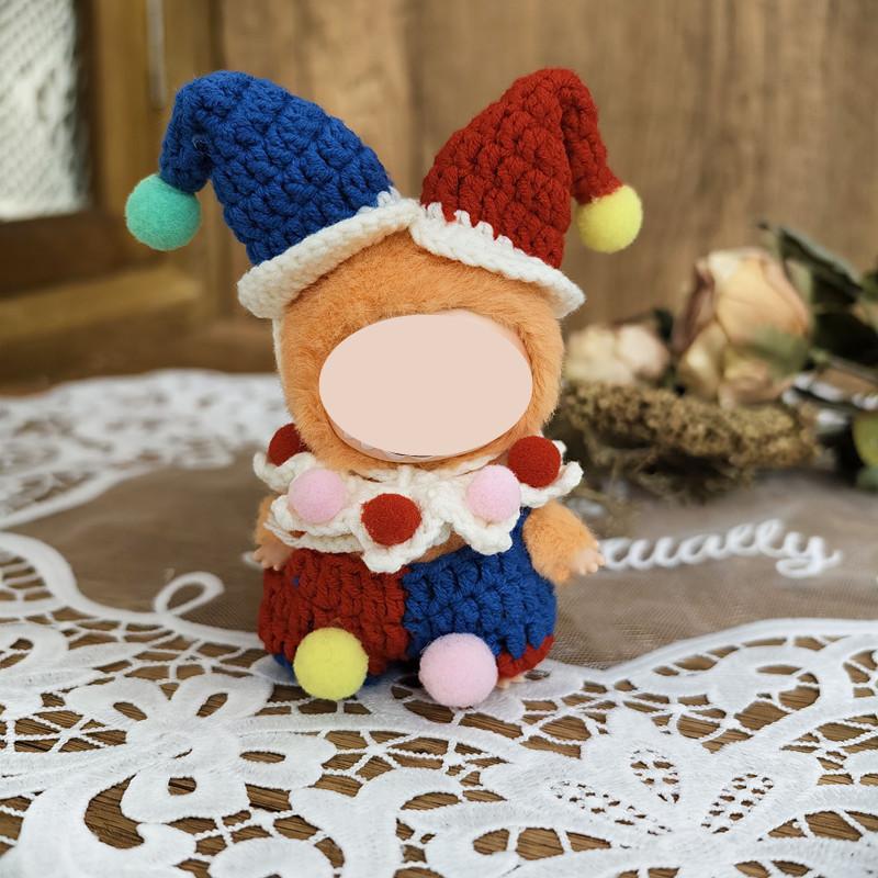[Cloth Only] 10cm Doll Clothes Clown Suit Hand-hooked Overalls Exquisite Accessories Enhance Your Doll's Look