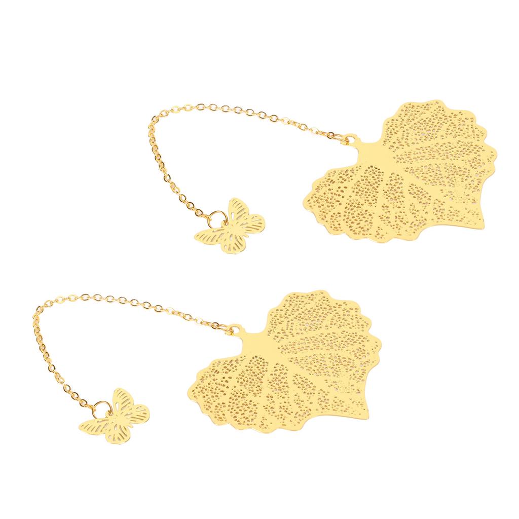 2pcs Leaf Vein Bookmark Metal Ingenious Vintage Thin Lightweight Hollow Leaf Bookmark for Household