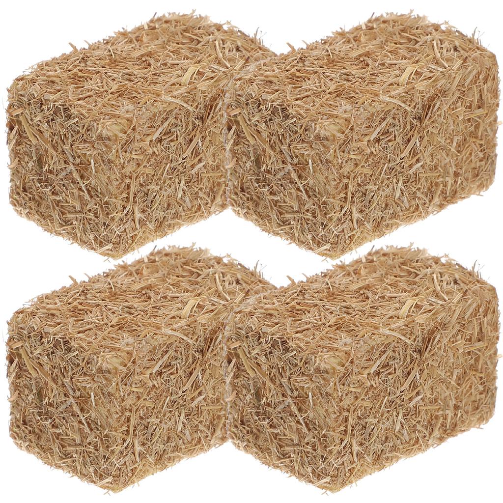 4 Pcs Mini Haystack Garden Decore Fake Ornament Artificial Lining Decorate Living Toom Wood Bales Home Country Room
