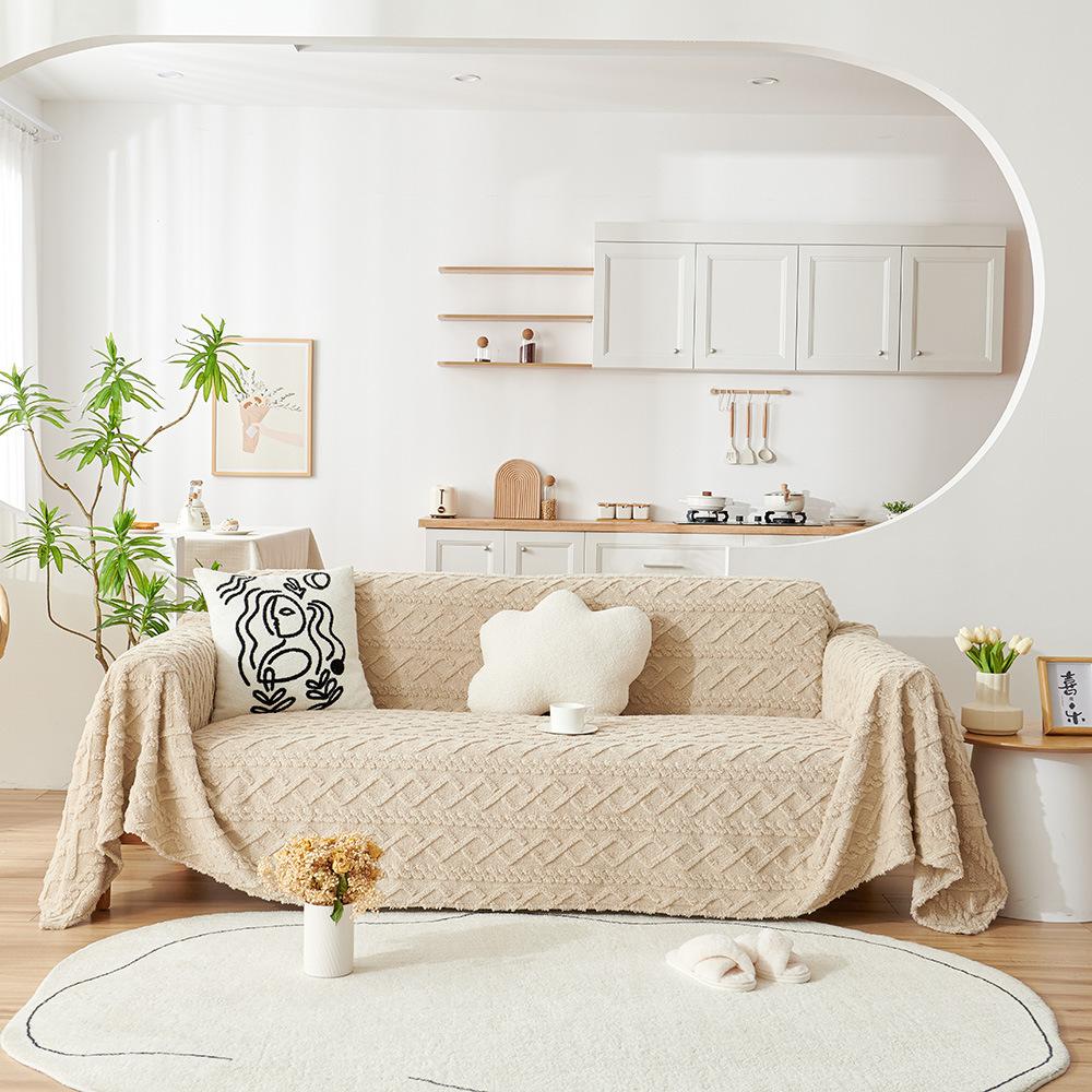 Moping Cat Feeling Plush Sofa Cover Blanket for All-inclusive Sofa Towel  Living Room Sofa Cover Anti-cat Scratch Couch Cover