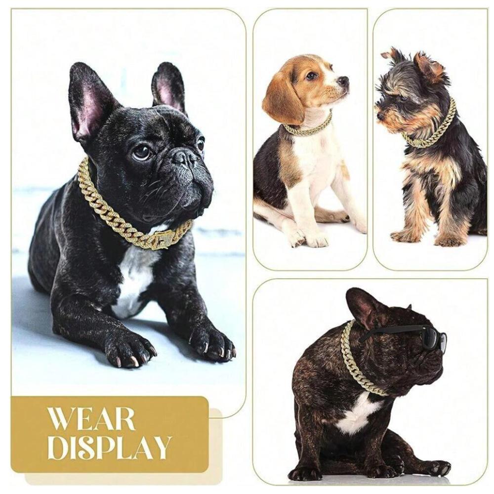 Collar para mascotas, aleación incrustada con pedrería, 13 mm, cadena cubana, adecuado para tamaños grandes, medianos y pequeños, collares para gatos y perros, collares