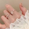 Moonstone Plain Ring Open Ring Women's Ins Style Light Luxury Niche Design Index Finger Ring High-end Sense Personalized Hand Jewelry
