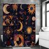 Sun Moon Geometric Collage Shower Curtain, Bathroom Decorative Shower Curtain, Waterproof Shower Curtain with Hooks